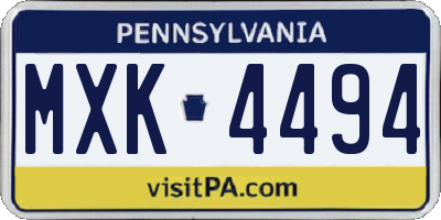 PA license plate MXK4494