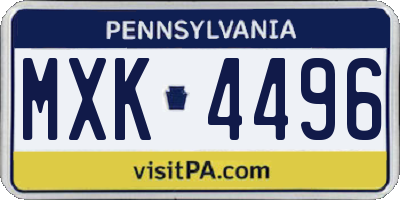 PA license plate MXK4496