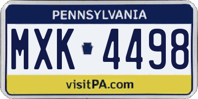 PA license plate MXK4498