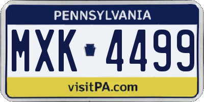 PA license plate MXK4499