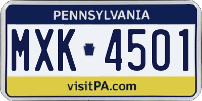 PA license plate MXK4501
