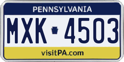 PA license plate MXK4503
