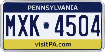 PA license plate MXK4504