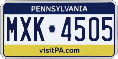 PA license plate MXK4505