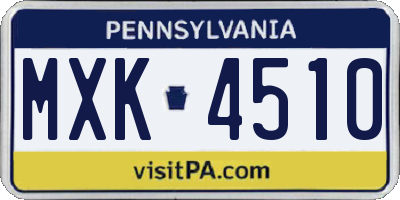 PA license plate MXK4510