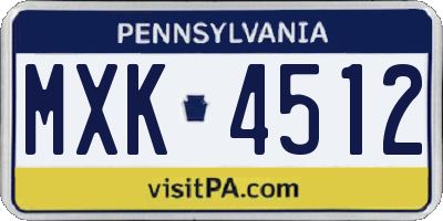 PA license plate MXK4512