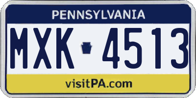 PA license plate MXK4513