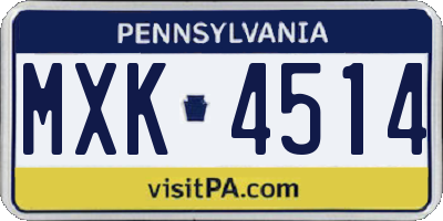 PA license plate MXK4514