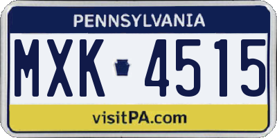 PA license plate MXK4515
