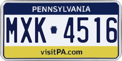 PA license plate MXK4516