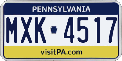 PA license plate MXK4517