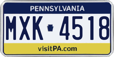PA license plate MXK4518