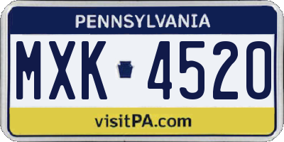 PA license plate MXK4520
