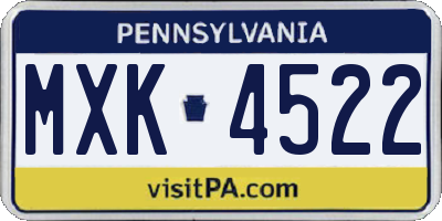 PA license plate MXK4522