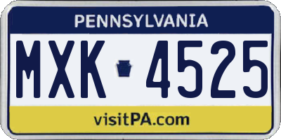 PA license plate MXK4525