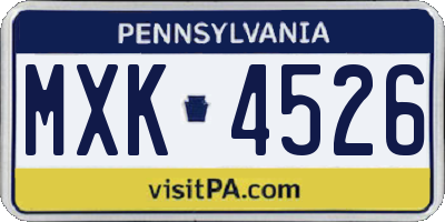 PA license plate MXK4526