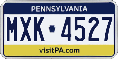 PA license plate MXK4527