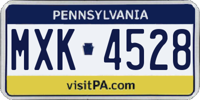 PA license plate MXK4528