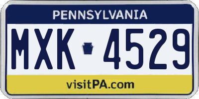 PA license plate MXK4529