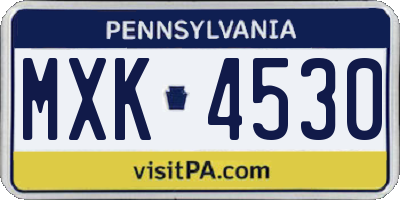 PA license plate MXK4530