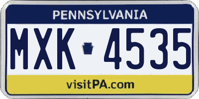 PA license plate MXK4535
