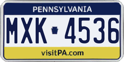 PA license plate MXK4536