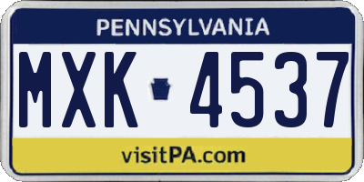 PA license plate MXK4537