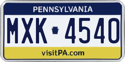 PA license plate MXK4540