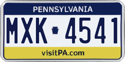 PA license plate MXK4541