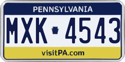 PA license plate MXK4543