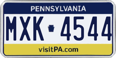 PA license plate MXK4544