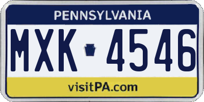 PA license plate MXK4546