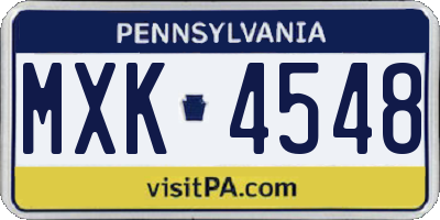 PA license plate MXK4548