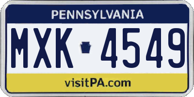 PA license plate MXK4549