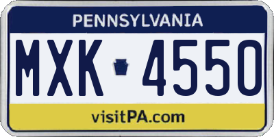PA license plate MXK4550