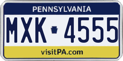 PA license plate MXK4555