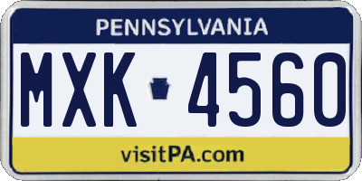 PA license plate MXK4560