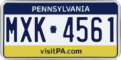 PA license plate MXK4561