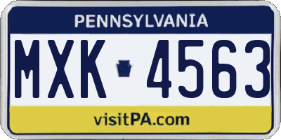 PA license plate MXK4563