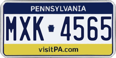PA license plate MXK4565