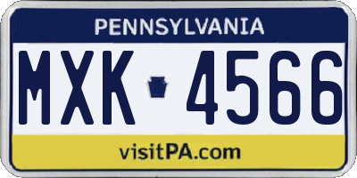 PA license plate MXK4566