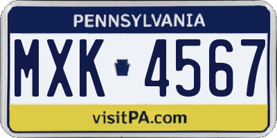 PA license plate MXK4567