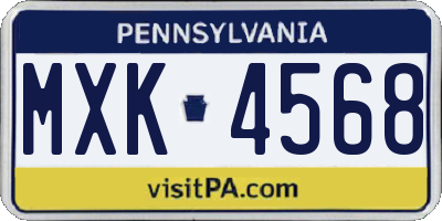 PA license plate MXK4568