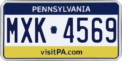PA license plate MXK4569