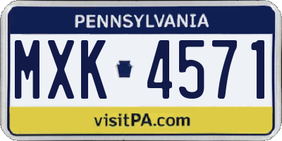 PA license plate MXK4571