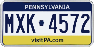PA license plate MXK4572