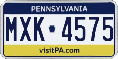 PA license plate MXK4575