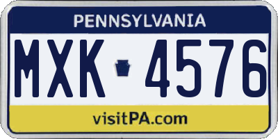 PA license plate MXK4576