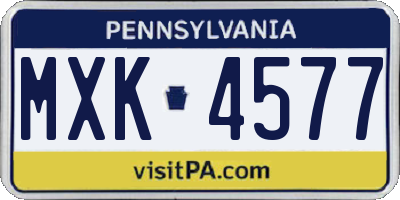 PA license plate MXK4577
