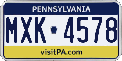 PA license plate MXK4578